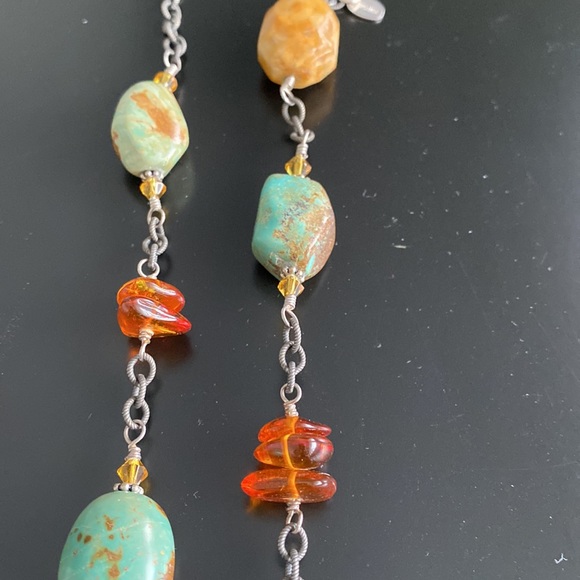 Silver 925 stamped All natural stones. Turquoise, amber, perhaps agate🤷‍♀️ - Picture 2 of 6